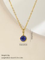 Wholesale Elegant Round Stainless Steel Plating Inlay 18k Gold Plated Zircon Pendant Necklace sku image 5