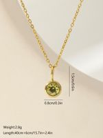 Wholesale Elegant Round Stainless Steel Plating Inlay 18k Gold Plated Zircon Pendant Necklace sku image 7