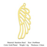 Simple Style Angel Sun Wings Stainless Steel Polishing Plating Gold Plated Jewelry Accessories main image 2