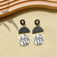 1 Pair Retro Classic Style Round Dots Lattice Arylic Soft Clay Drop Earrings sku image 6