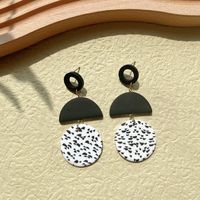 1 Pair Retro Classic Style Round Dots Lattice Arylic Soft Clay Drop Earrings sku image 7
