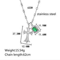 Style Simple Commuer Traverser Acier Inoxydable 304 Incruster Strass Plaqué Or 18K Femmes Pendentif main image 2