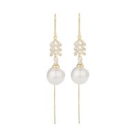 1 Pair Simple Style Commute Round Plating Inlay Copper Artificial Pearls Rhinestones 14k Gold Plated Dangling Earrings main image 5