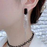 1 Pair Elegant Luxurious Shiny Tassel Plating Inlay Alloy Artificial Gemstones Silver Plated Drop Earrings main image 2