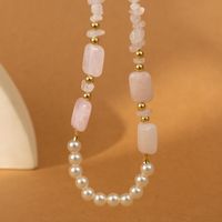 Wholesale Jewelry Elegant Sweet Geometric CCB Imitation Pearl Natural Stone Beaded Plating Necklace main image 4