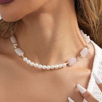 Wholesale Jewelry Elegant Sweet Geometric CCB Imitation Pearl Natural Stone Beaded Plating Necklace sku image 1