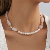 Wholesale Jewelry Elegant Sweet Geometric CCB Imitation Pearl Natural Stone Beaded Plating Necklace main image 3