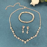 Fashion Claw Chain Rhinestone Zircon Angel Tear Drop Necklace Earrings Bridal Jewelry Set sku image 8