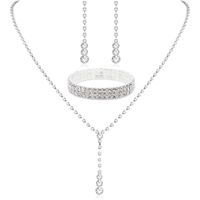 Fashion Claw Chain Rhinestone Zircon Angel Tear Drop Necklace Earrings Bridal Jewelry Set sku image 4
