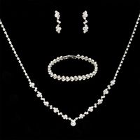 Fashion Claw Chain Rhinestone Zircon Angel Tear Drop Necklace Earrings Bridal Jewelry Set sku image 7