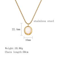 304 Stainless Steel 18K Gold Plated Elegant French Style Plating Inlay Oval Natural Stone Pendant Necklace main image 6