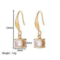 1 Pair Simple Style Round Plating Inlay Stainless Steel Zircon 14k Gold Plated Drop Earrings main image 7