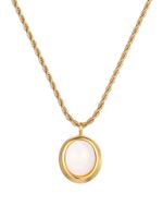 304 Stainless Steel 18K Gold Plated Elegant French Style Plating Inlay Oval Natural Stone Pendant Necklace sku image 1