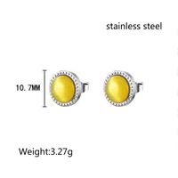 1 Pair Hip-Hop Retro Round Inlay 304 Stainless Steel Opal 18K Gold Plated Ear Studs main image 6