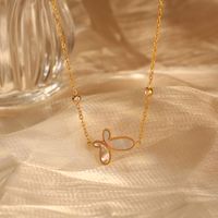 304 Stainless Steel 18K Gold Plated IG Style Elegant Plating Inlay Butterfly Zircon Pendant Necklace main image 3