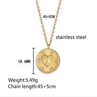 304 Stainless Steel 18K Gold Plated IG Style Simple Style Plating Inlay Star Moon Heart Shape Zircon Pendant Necklace main image 3