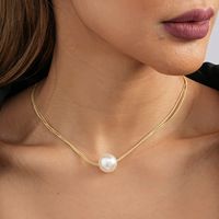 Wholesale Jewelry Basic Korean Style Round Imitation Pearl Iron Plating Necklace main image 2