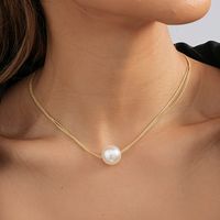 Wholesale Jewelry Basic Korean Style Round Imitation Pearl Iron Plating Necklace sku image 1