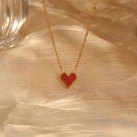 304 Stainless Steel 18K Gold Plated Elegant Vintage Style Plating Heart Shape Pendant Necklace main image 4