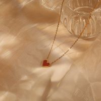 Edelstahl 304 18 Karat Vergoldet Elegant Vintage-Stil Überzug Herzform Halskette Mit Anhänger main image 6