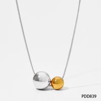 304 Stainless Steel 16K Gold Plated White Gold Plated Gold Plated Simple Style Plating Solid Color Pendant Necklace sku image 7