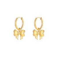 1 Paire Élégant Dame Noeud D'Arc Placage Acier Inoxydable 304 Plaqué Or 18K Boucles D'oreilles sku image 2