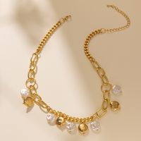 Wholesale Jewelry Roman Style Geometric CCB Imitation Pearl Iron Plating Necklace main image 2