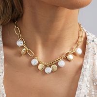 Wholesale Jewelry Roman Style Geometric CCB Imitation Pearl Iron Plating Necklace main image 5
