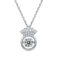 Classical Crown Snowflake Sterling Silver Gra Plating Inlay Moissanite Rhodium Plated Pendant Necklace main image 2