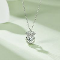 Classical Crown Snowflake Sterling Silver Gra Plating Inlay Moissanite Rhodium Plated Pendant Necklace main image 4