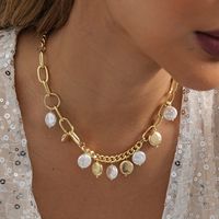 Wholesale Jewelry Roman Style Geometric CCB Imitation Pearl Iron Plating Necklace sku image 1