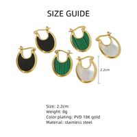1 Pair Casual Simple Style U Shape Titanium Steel Plating Inlay Malachite Shell 18k Gold Plated Earrings main image 7