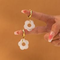 1 Pair Sweet Simple Style Flower Plating Resin Copper Drop Earrings main image 5