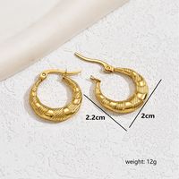 1 Pair Vintage Style Simple Style Classic Style Round 201 Stainless Steel 18K Gold Plated Hoop Earrings sku image 2