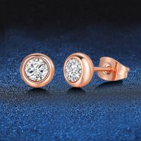 Elegant Classic Style Round Sterling Silver Gra Inlay Moissanite Silver Plated Ear Studs main image 5