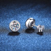 Elegant Classic Style Round Sterling Silver Gra Inlay Moissanite Silver Plated Ear Studs main image 3