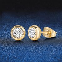 Elegant Classic Style Round Sterling Silver Gra Inlay Moissanite Silver Plated Ear Studs main image 4