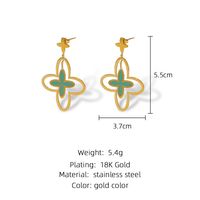 Wholesale 1 Pair Fashion Four Leaf Clover Titanium Steel 18k Gold Plated Drop Earrings main image 7