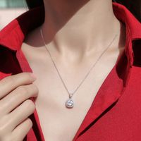 Elegant Sweet Square Sterling Silver Plating Inlay Moissanite 18k Gold Plated Pendant Necklace main image 5