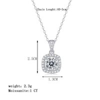 Elegant Sweet Square Sterling Silver Plating Inlay Moissanite 18k Gold Plated Pendant Necklace main image 3