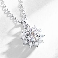 Elegant Sweet Solid Color Sterling Silver Plating Inlay Moissanite 18k Gold Plated Pendant Necklace main image 3