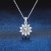 Elegant Sweet Solid Color Sterling Silver Plating Inlay Moissanite 18k Gold Plated Pendant Necklace main image 1