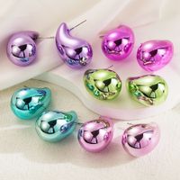1 Pair Simple Style Water Droplets Spray Paint Stainless Steel Arylic Ear Studs main image 1