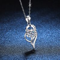 Elegant Luxurious Solid Color Sterling Silver Plating Inlay Moissanite 18k Gold Plated Pendant Necklace main image 5