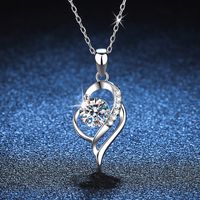 Elegant Luxurious Solid Color Sterling Silver Plating Inlay Moissanite 18k Gold Plated Pendant Necklace main image 1