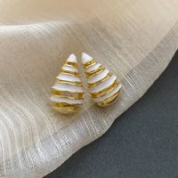 1 Pair Vintage Style Stripe Water Droplets Enamel Plating Copper Ear Studs sku image 2