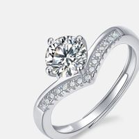 Élégant Luxueux Géométrique Argent Sterling Gra Incruster Moissanite Plaqué Or 18k Anneaux main image 2