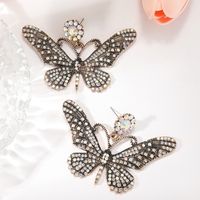 1 Pair Simple Style Classic Style Butterfly Plating Inlay Alloy Rhinestones Gold Plated Drop Earrings sku image 4