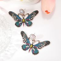 1 Pair Simple Style Classic Style Butterfly Plating Inlay Alloy Rhinestones Gold Plated Drop Earrings main image 3