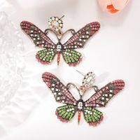 1 Pair Simple Style Classic Style Butterfly Plating Inlay Alloy Rhinestones Gold Plated Drop Earrings main image 2